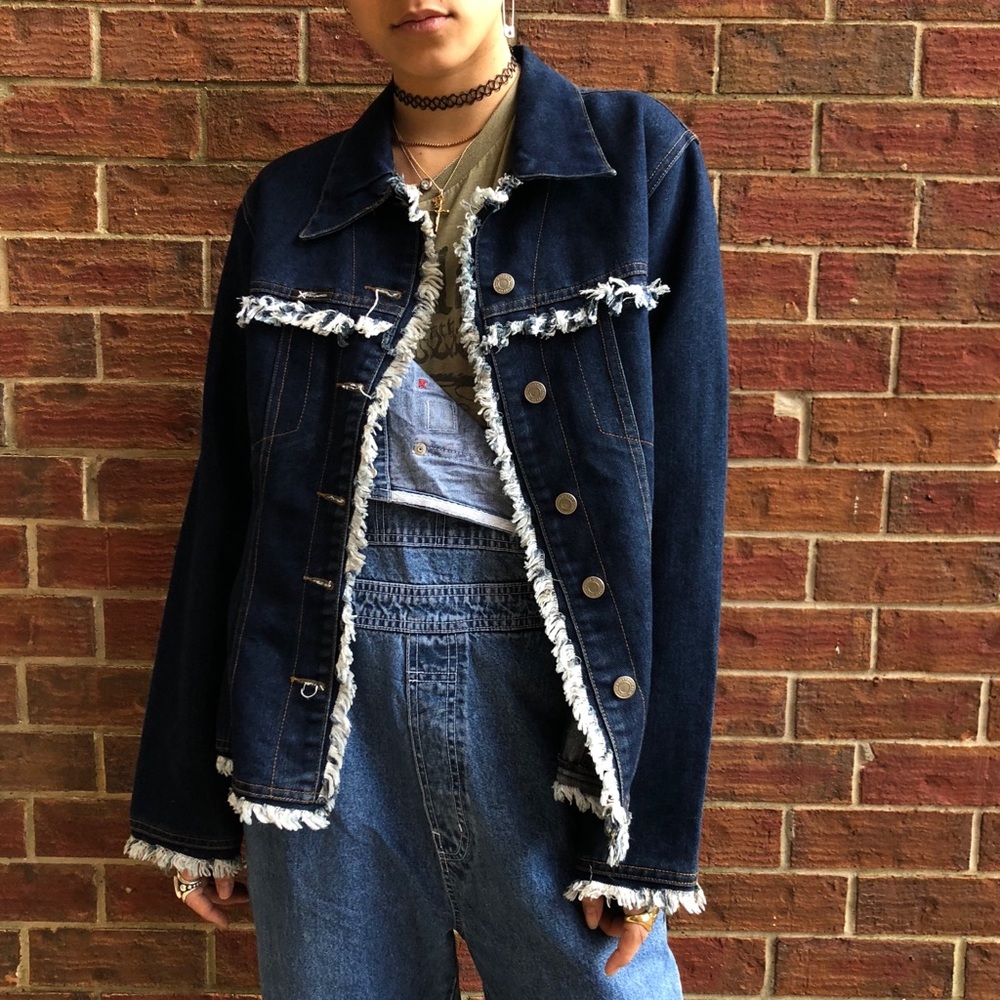 90’s/Y2k Vtg Frayed Denim Jacket - image 2
